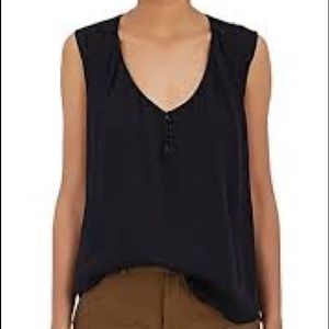 L’AGENCE 100% Silk Black Daisy Sleeveless Blouse